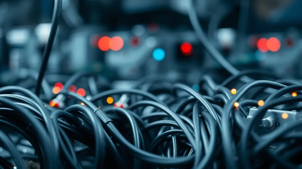 Abstract industrial automation sensors and wires, clean tech