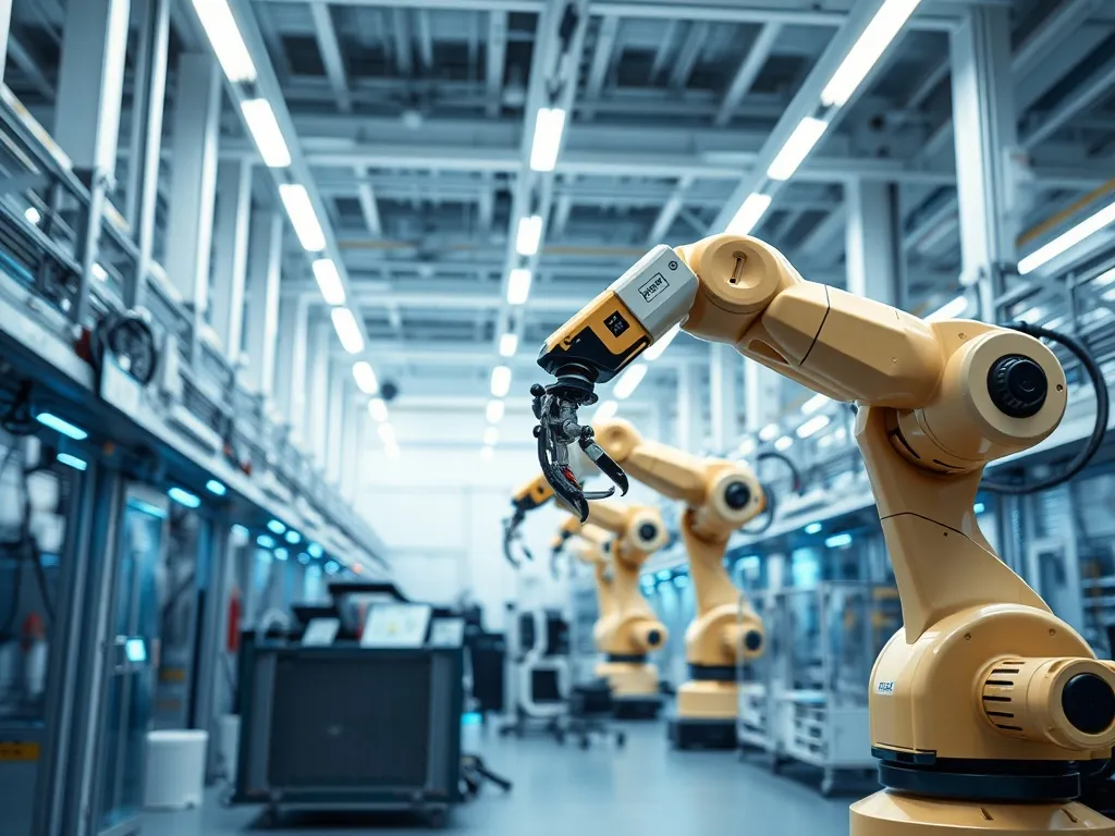 Clean industrial interior of a high-tech smart factory in Sz