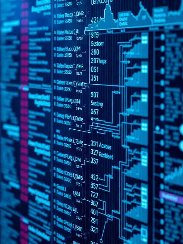 A high-tech digital interface showing a complex skill matrix